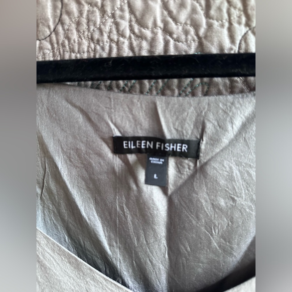 Eileen Fisher 100% silk gray dress size Large - Picture 2 of 9